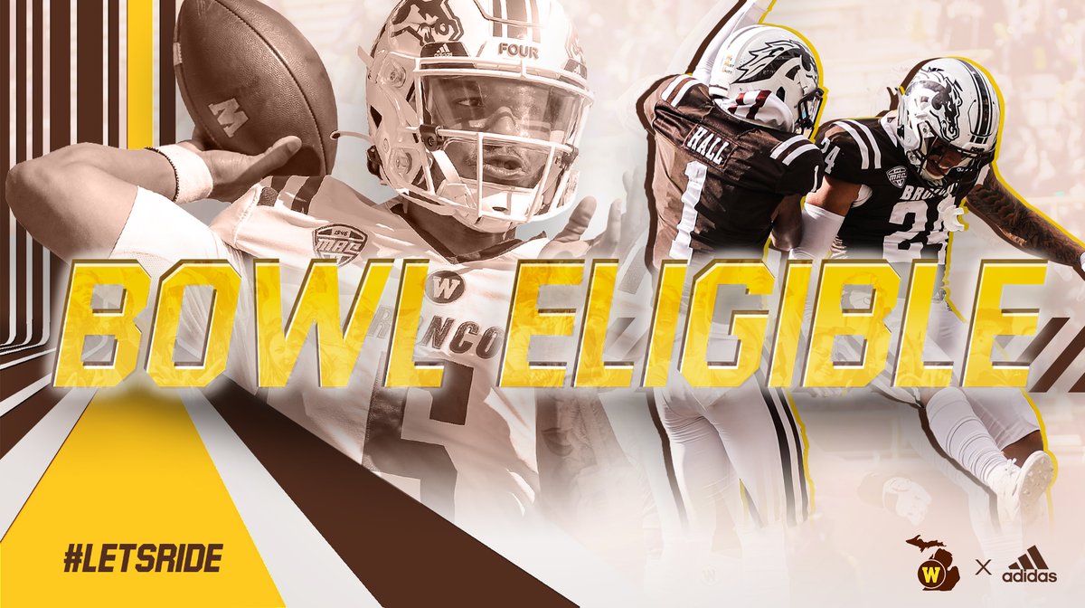 WMU_Football's tweet photo. With tonight's victory over Akron, the Broncos are BOWL ELIGIBLE!!!

#LetsRide https://t.co/bA3fYcMhRi