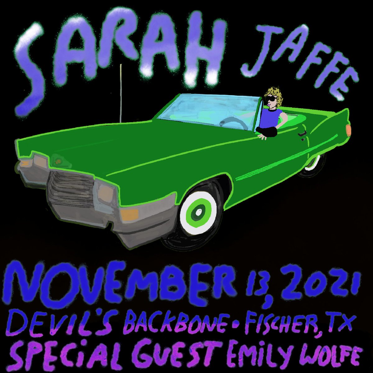 Sarah Jaffe (@sayjaffe) on Twitter photo AUSTIN TX/SURROUNDING AREAS!
THIS SATURDAY! Nov. 13 ! Will be at Devils Backbone Tavern in Fischer, TX joined by very special guest <a href="/EmilyWolfeMusic/">Emily Wolfe</a> . TICKETS ARE ON SALE! tickets.holdmyticket.com/tickets/382390 AUSTIN TX/SURROUNDING AREAS!
THIS SATURDAY! Nov. 13 ! Will be at Devils Backbone Tavern in Fischer, TX joined by very special guest <a href="/EmilyWolfeMusic/">Emily Wolfe</a> . TICKETS ARE ON SALE! tickets.holdmyticket.com/tickets/382390
