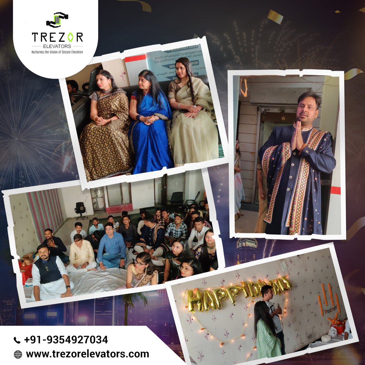 TrezorElevators's tweet photo. Celebrate this year's Diwali with a lot of Fun and frolic with Trezor Family 

Memories of moments celebrated together. Moments that have been attached in heart, forever.
Visit our website-https://t.co/vb4H5NMpYt
Call us +919354927034

#elevators  #lift #trezorelevators https://t.co/e5DAGRGFci