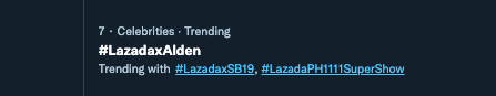 AldenTrendsOFC's tweet photo. We're now climbing up to NUMBER 7!!!

More fresh tweets, ATeam!

@aldenrichards02 @LazadaPH @ArtistCenter @gmanetwork 
#LazadaXALDEN
#LazadaPH1111SuperShow https://t.co/bPJN7ZPHE7
