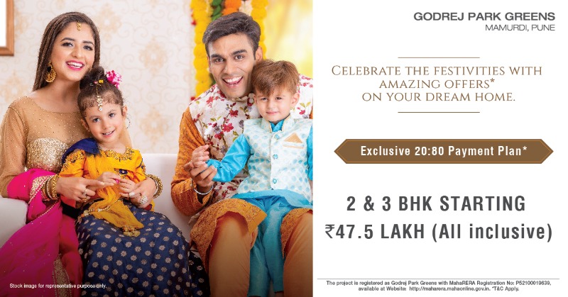 GodrejProp's tweet photo. Presenting festive offers at Godrej Park Greens, Mamurdi 
20:80 Payment Plan*| Modular kitchen | 10 incredible offers. Explore now!