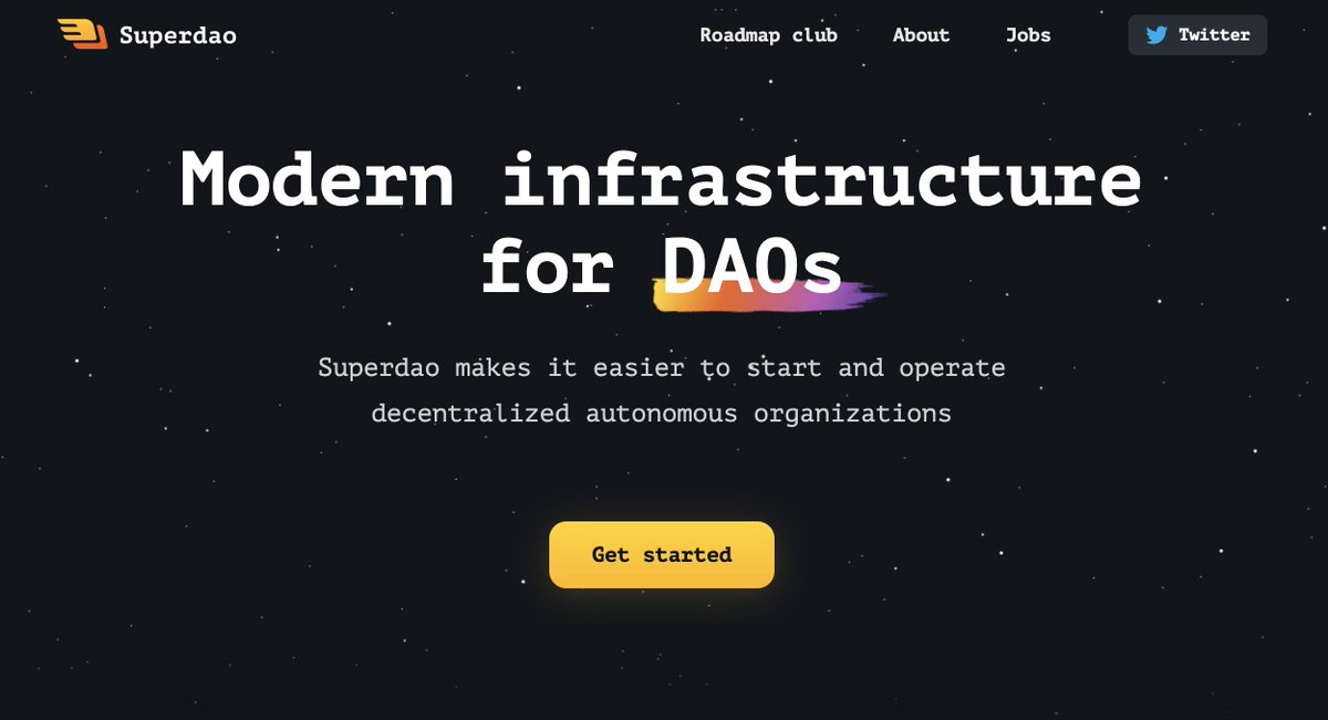 superdao_co's tweet photo. Excited to launch our new website: https://t.co/fAvAx79mVr 🤩 

What web3 websites out there have the best design? https://t.co/tO1Dx0qjsr