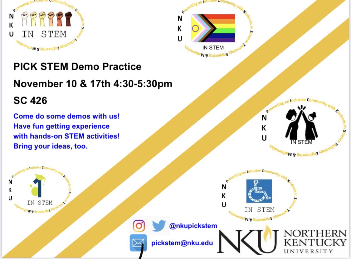 nkupickstem's tweet photo. Come to our next event, if you’re interested in doing different STEM demonstrations, tomorrow  (Wednesday) @4:30pm in SC 426!!!🖤💛🖤 https://t.co/fQtAI36r9j