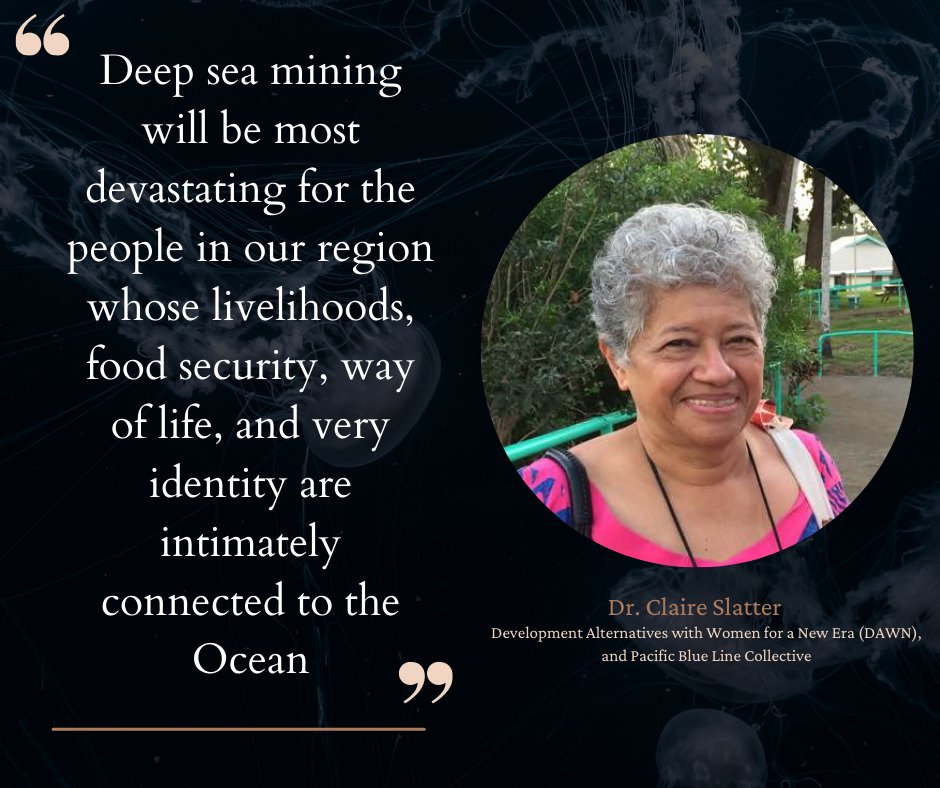 pacblueline's tweet photo. "We are the sea, we are the Ocean" - Epeli Hau'ofa

Dr. Claire Slatter on the Pacific Talanoa: #DeepSeaMining is no answer to the climate crisis webinar. 

SIGN THE PETITION: https://t.co/pB0y9ufX4i...

#pacificblueline #bantoprotect #deepseaminding #deepseacop #COP26Glasgow https://t.co/bi5skqnRIk