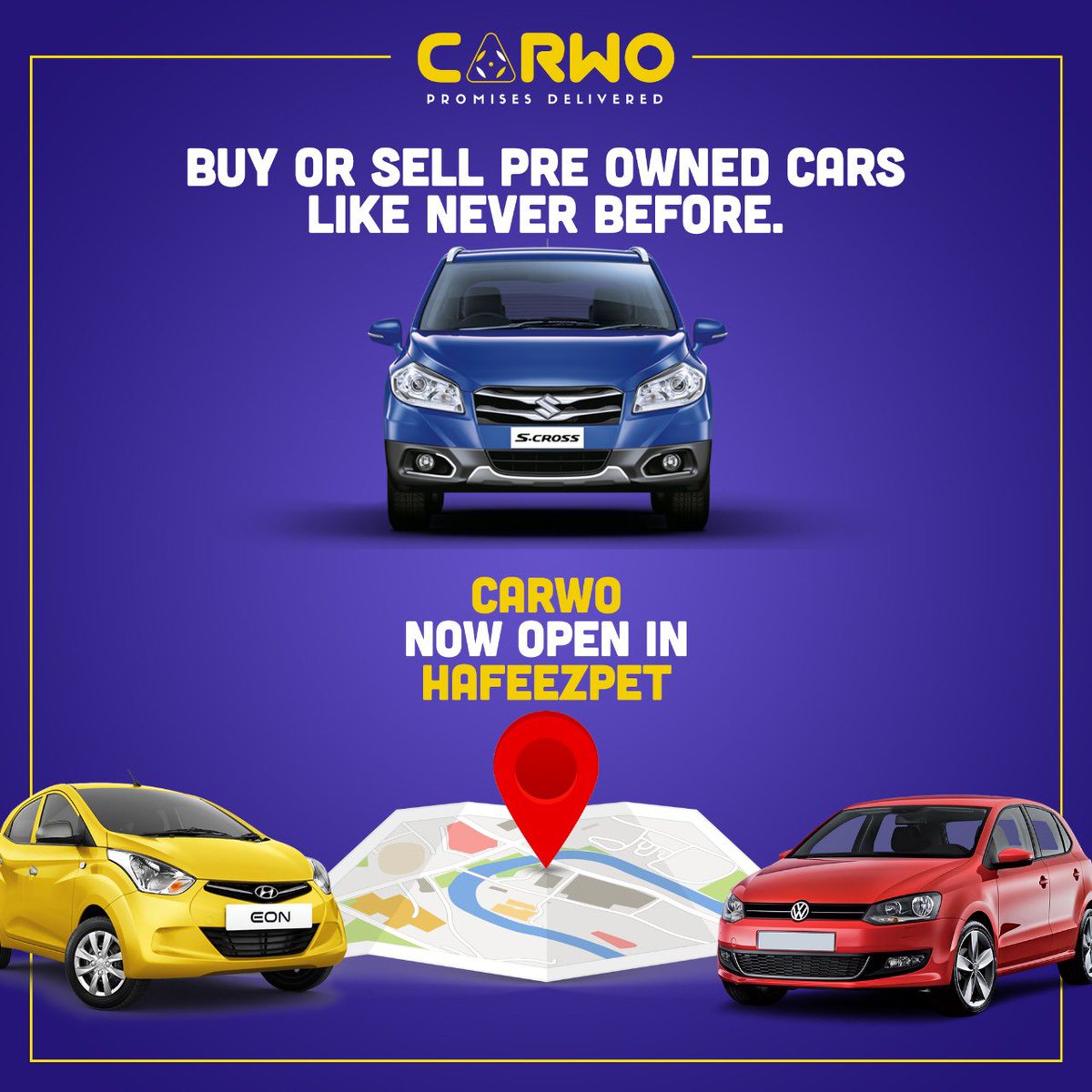 RightCars_In's tweet photo. Buying or selling pre-owned cars has never been a delight!
Carwo is now in Hafeezpet, Hyderabad offering: 
✔️1 year warranty on engine &amp; transmission 
✔️Authentic KM reading
✔️Loan facility available 
✔️Proper checklist 
✔️After sales services 
.
Book a test drive today! https://t.co/eeLTXMMJWL