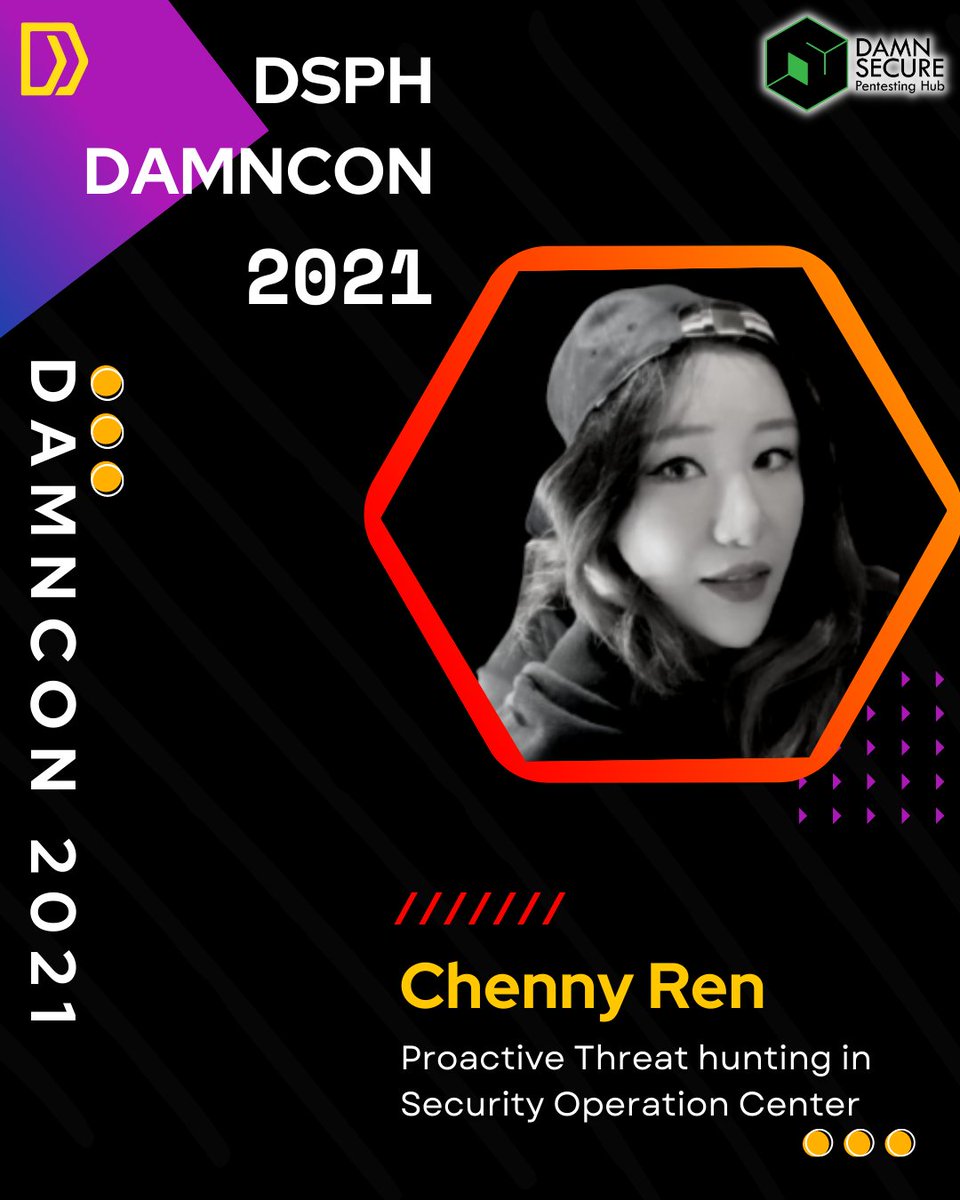 dsph_official's tweet photo. Hola #damnconians ,
We introduce you to the speakers of DamnCon 2021 with their topics.
Our speaker Chenny Ren is going to deliver a talk on the topic - Proactive Threat hunting in Security Operation Center
#cybersecurity #bugbounty #dsph #damncon2021 https://t.co/1632OaHFMX