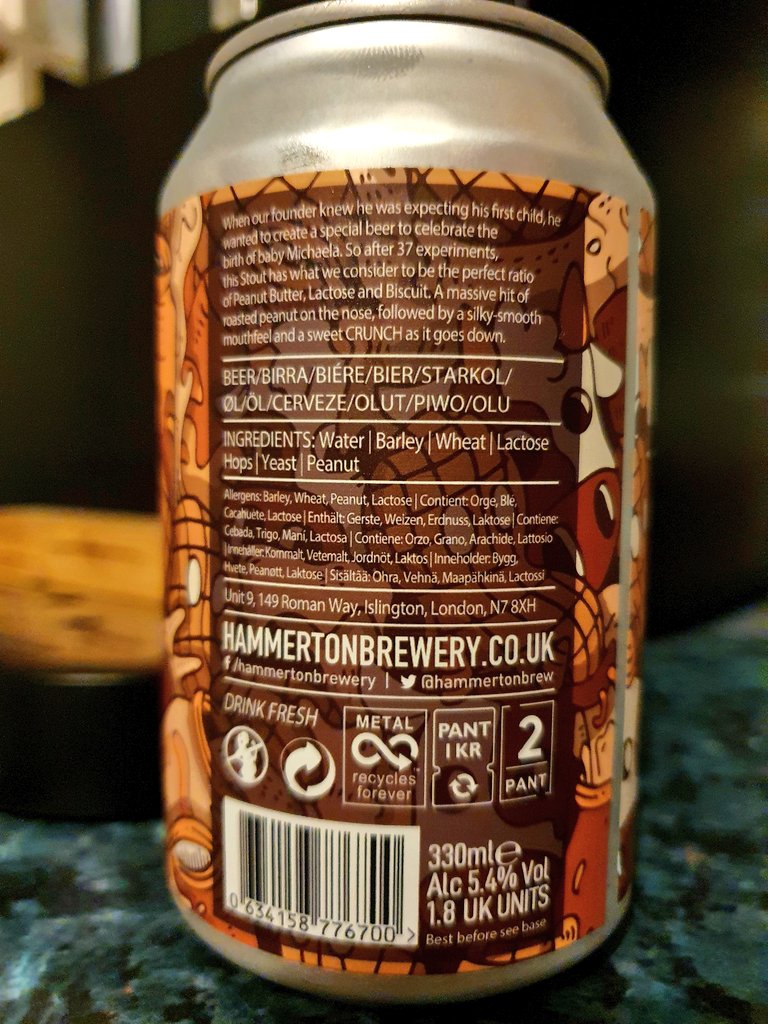 Crunch by @hammertonbrew
Sweet &amp; creamy Peanut Butter Milk Stout with a massive hit of roasted peanuts &amp; biscuit on the nose, followed by a silky-smooth mouthful 
<a href="/craftbrewdaddy/">5 O'clock Somewhere</a> <a href="/badhopper/">Jason Hopper</a> <a href="/JohanBBT/">Johan</a> <a href="/AlexandreTardi3/">Alexandre Tardif 🥃🍹🍷🍺😎</a> <a href="/mtravis63/">Mike Travis</a> <a href="/15jjc/">Jason Cunningham</a> <a href="/Mousefan98/">Dors 🦈 (JL)</a> @Atho_1982  <a href="/zappafaye/">Donna</a> @cellmavin