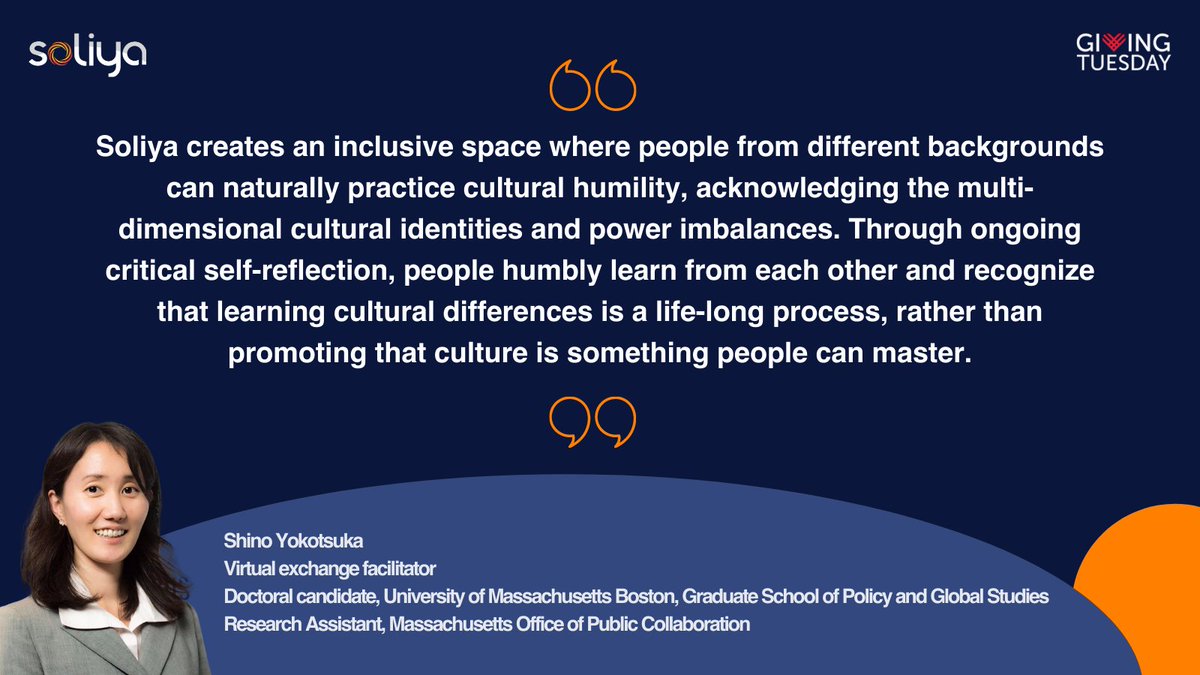 Soliya's tweet photo. How can #VirtualExchange promote lifelong learning? With the help of facilitators who encourage understanding yourself in tandem with understanding others, providing tools &amp; space for #SelfReflection with #CrossCulturalExposure. #VoicesOfSoliya continues! #WednesdayWisdom #QOTD https://t.co/P4UxH7TEZd