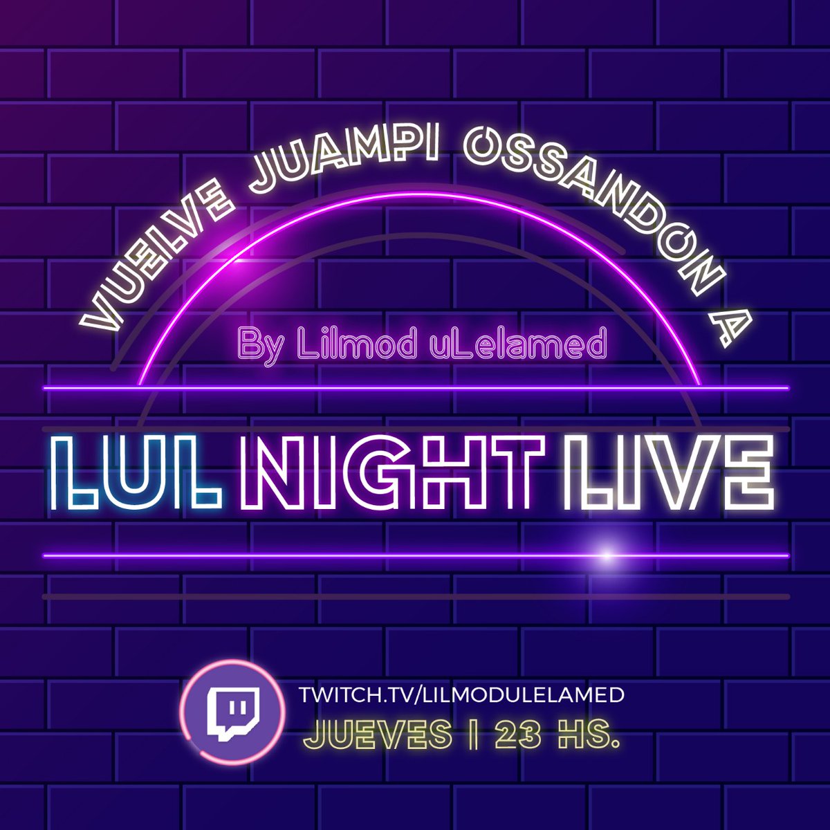 lilmod_ulelamed's tweet photo. #LulNightLive 🥳 Mañana jueves tenemos el regreso de un amigo de la casa: @juanpaossandon!

💻 Recuerden que pueden volver a ver su anterior participación, por nuestro canal de YouTube: https://t.co/xLJ7jFR5jQ 

Lxs esperamos a las 23 hs por Twitch 👉 https://t.co/AAniiOsATR https://t.co/85wrZhjWya