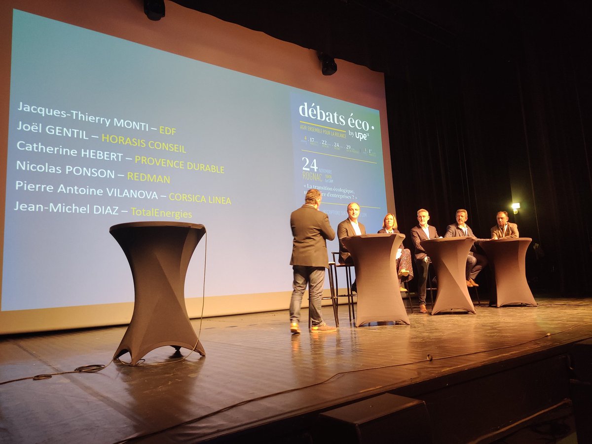 📸#DébatsécoUpe13 | Ce soir à Rognac : "La transition écologique, une affaire d’entreprises". Quels rôles ont à jouer les entreprises dans la lutte contre le changement climatique ? À vos solutions !🤔💡 Une soirée animée par <a href="/thzarka/">Thierry Zarka</a>, président de l'Upe 13 Étang de Berre. 👌