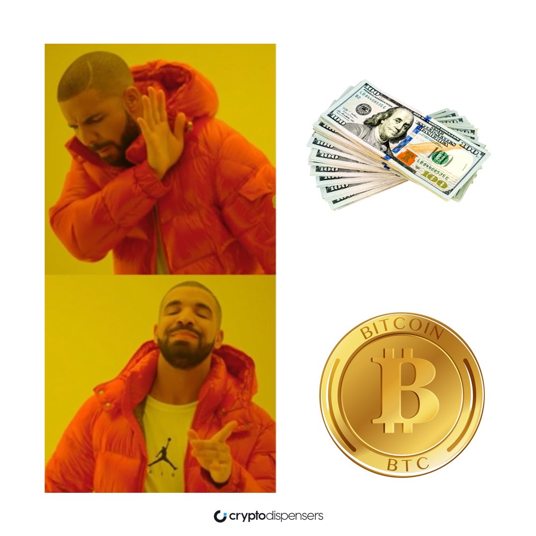 cryptodispenser's tweet photo. Fiat = ♾
Bitcoin = 21M
Choose wisely.
@Drake
#cryptomemes #bitcoinmemes #drake #drakememes #btc #bitcoin #bitcoinatm #crypto #cryptotrading #cryptoinvestor #bitcoinusa #satoshi #eth #ethereum #cryptocurrency #bitcoinprogress #cryptodispensersatm #invest https://t.co/2tFKirfE0o