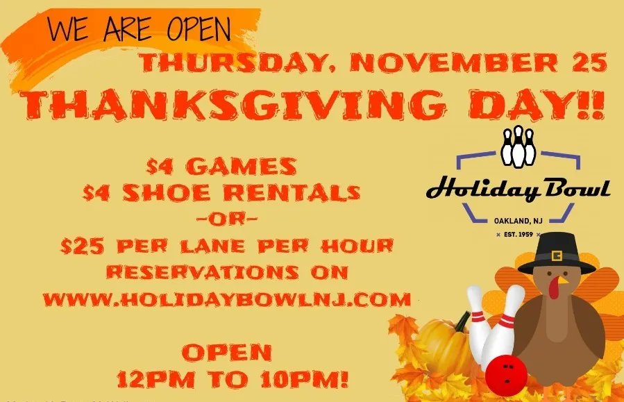 HolidayBowlNJ's tweet photo. Holiday Bowl is open all weekend for games, family and fun! 🎳 https://t.co/e02HlhWJmd