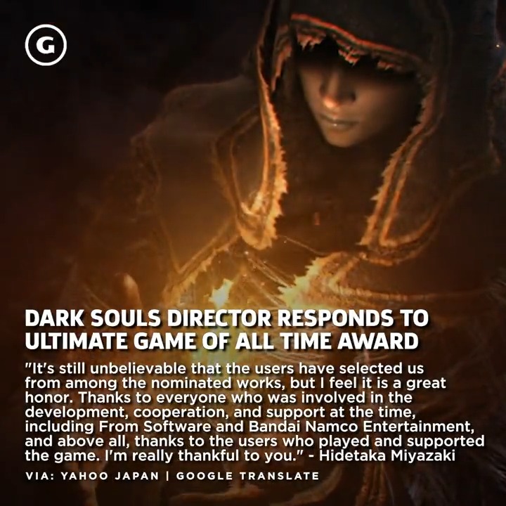 Dark Souls Awarded The 'Ultimate Game of All Time' Award at the