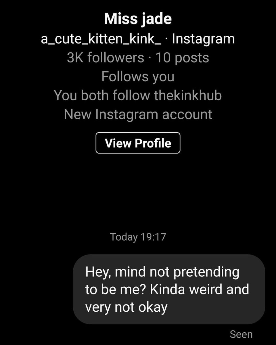 Newguykai's tweet photo. Some cunt pretending to be me on instagram. Blocked me after I dropped them a message.

Funny that.

If you've the time, help a hoe out and do a wee report. https://t.co/AeFxuqPnWI