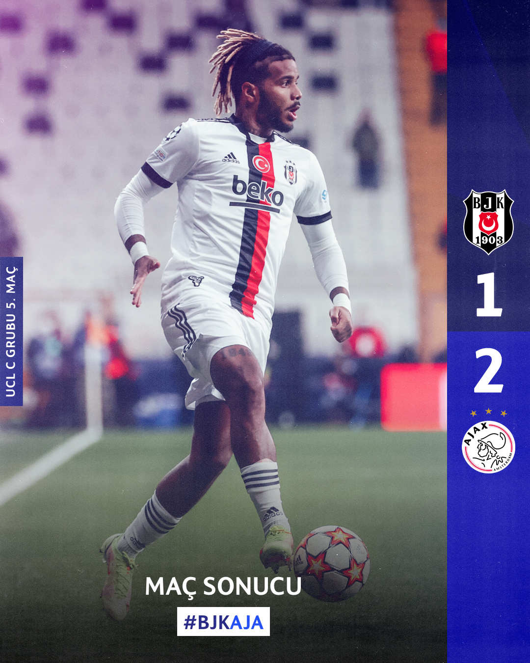 Beşiktaş Ajax'a 1-2 Kaybetti