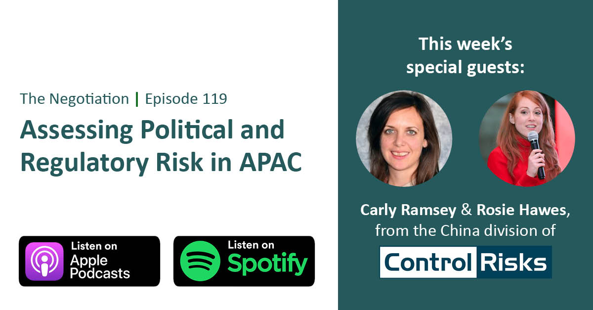 This week, we're joined by two amazing guests - Carly Ramsey and Rosie Hawes from the China division of <a href="/Control_Risks/">Control Risks</a>! Tune in for conversations around assessing risk in APAC and conducting due diligence.

🎧 Apple: apple.co/3p1nxCj
🎧 Spotify: spoti.fi/3l4c2so