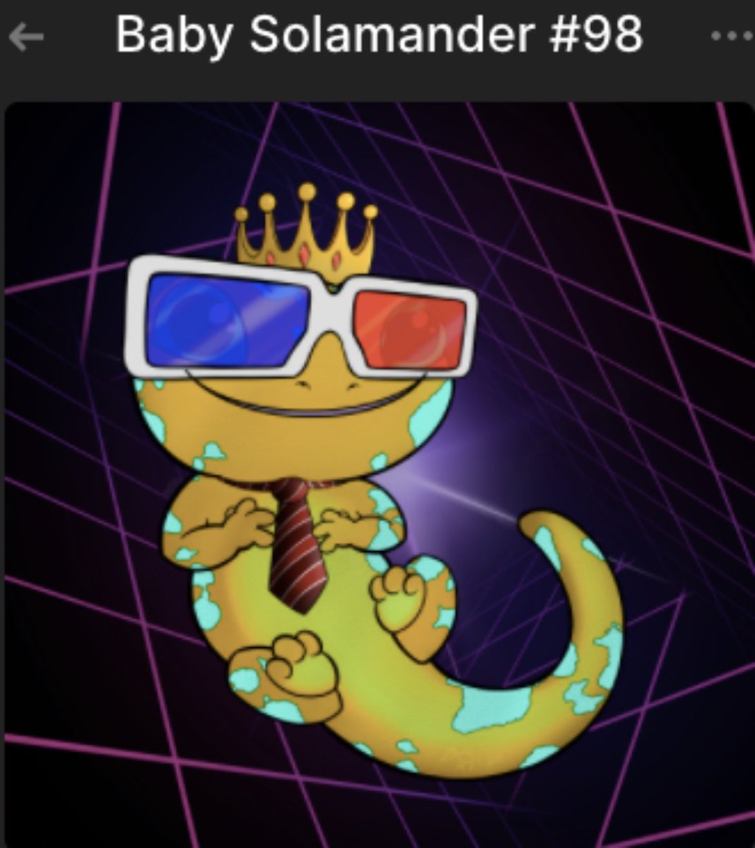 CoinMaster35's tweet photo. @honeydefi @SolamandersNFT #manders4life My baby is a metaverse king ๐ https://t.co/QfJ2N9uDme