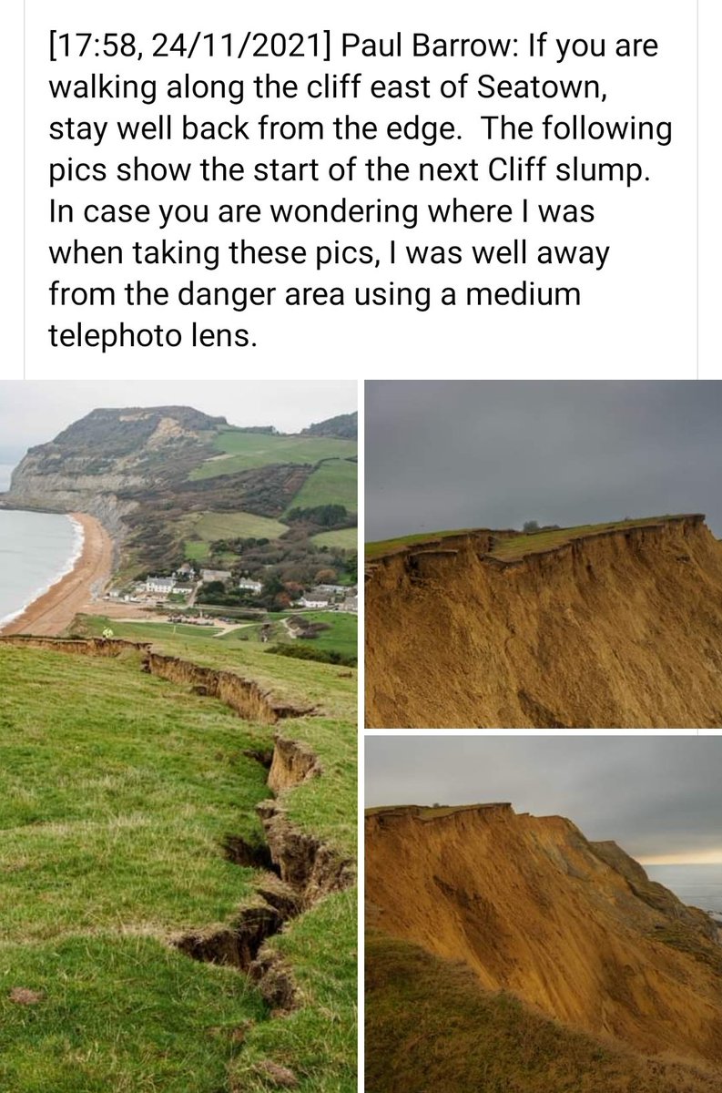 PalaeoKieran's tweet photo. Be careful near Seatown!!! Looks like another one about to go!! @jurassic_coast you seen this? #jurassiccoast #Dorset #geology #ukcoasts https://t.co/6Y0G0wi7bP