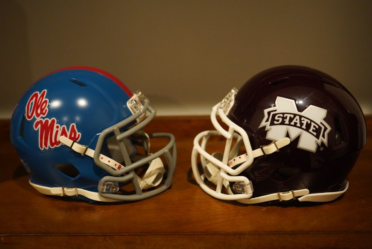 🥚 #RivalryWeek GIVEAWAY 🥚

We can't wait to watch the 𝗘𝗴𝗴 𝗕𝗼𝘄𝗹 tomorrow &amp; we're picking one <a href="/OleMissFB/">Ole Miss Football</a> &amp; one <a href="/HailStateFB/">Mississippi State Football</a> fan to win their team's mini helmet 🏈

To enter:
✔ Retweet this tweet
✔ Reply with your score prediction 
✔ Follow <a href="/CFAPeachBowl/">Chick-fil-A Peach Bowl</a>