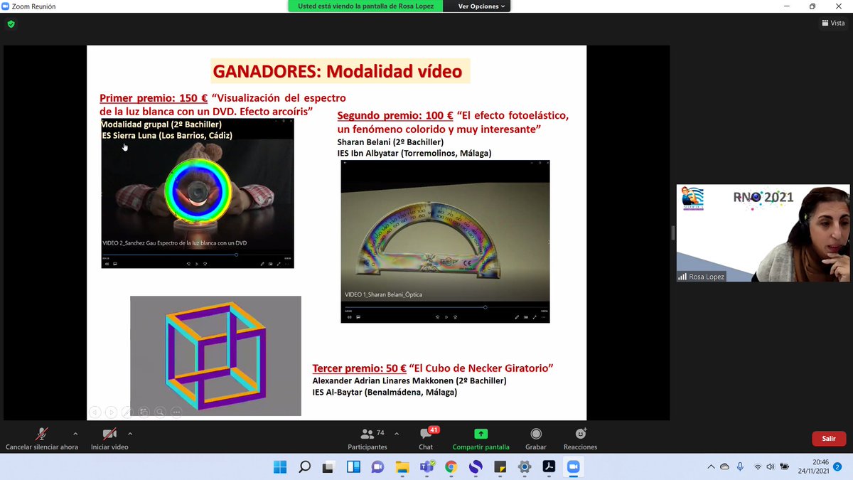 Los último premios de está edición  #RNO2021 son por parte del comité de Espectroscopia, financiado por <a href="/OpticalSociety/">The Optical Society now Optica</a>. Nos mencionas los premios otorgados a lo largo del año.