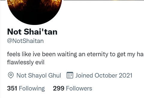 okay i definitely dont want any more followers just friends that are comfortable in unlighted places so if you could stop following me and instead just swear your soul over to shaitan (not me) thatd be great