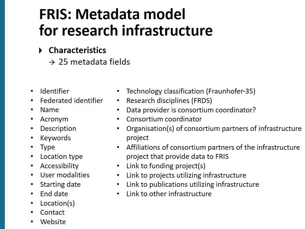 euroCRIS_Org's tweet photo. @uhasselt #ECOOM Hanne Poelmans presenting the #FRIS #metadata model for research equipment and facilities -- with 25 metadata fields in it, often managed via controlled vocabularies  
#euroCRISwebinars2021 https://t.co/TOuQemsKxU