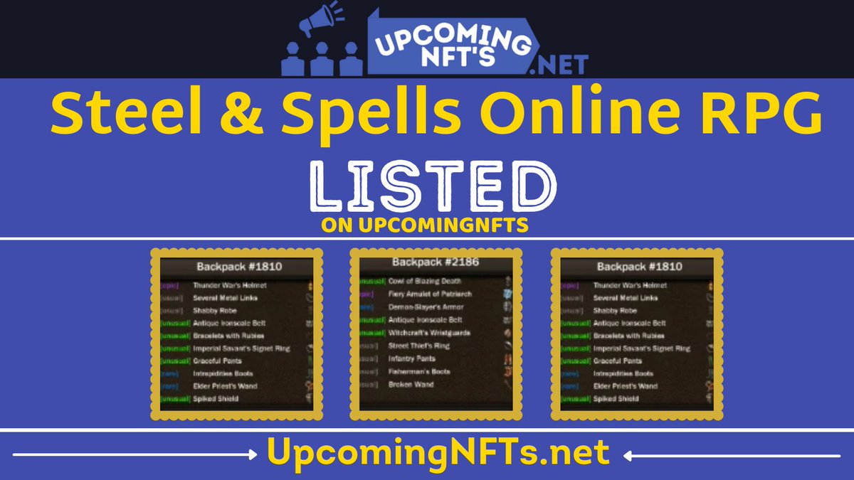 chainotis's tweet photo. Steel &amp; Spells Online RPG is Listed on  @Upcomingnftsnet 

@SteelNSpells  - Text themed NFTs on Solana

Please Check out their website

https://t.co/PYTzVa397n

#Solana #NFT #SolanaSummer $SOL #solanaNFT #NFTLAUNCH #NFTs #NFTdrop #NFTDROPS https://t.co/XzLkok1sdr