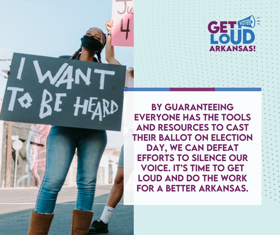 GetLoudArkansas's tweet photo. We do better when every eligible voter has the tools and resources to make their voice heard on the issues that matter. #getloudar #arpx #vote https://t.co/Hvsdiplocw