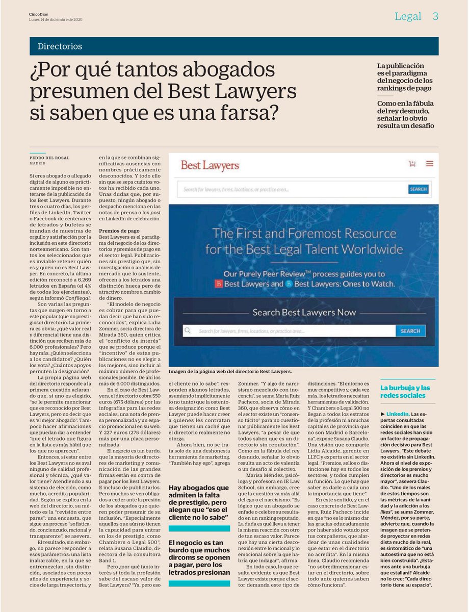 abogametrics's tweet photo. Esto de @pedro_delrosal sobre los polémicos ¿Best? Lawyers. https://t.co/dmjg2VK7B8