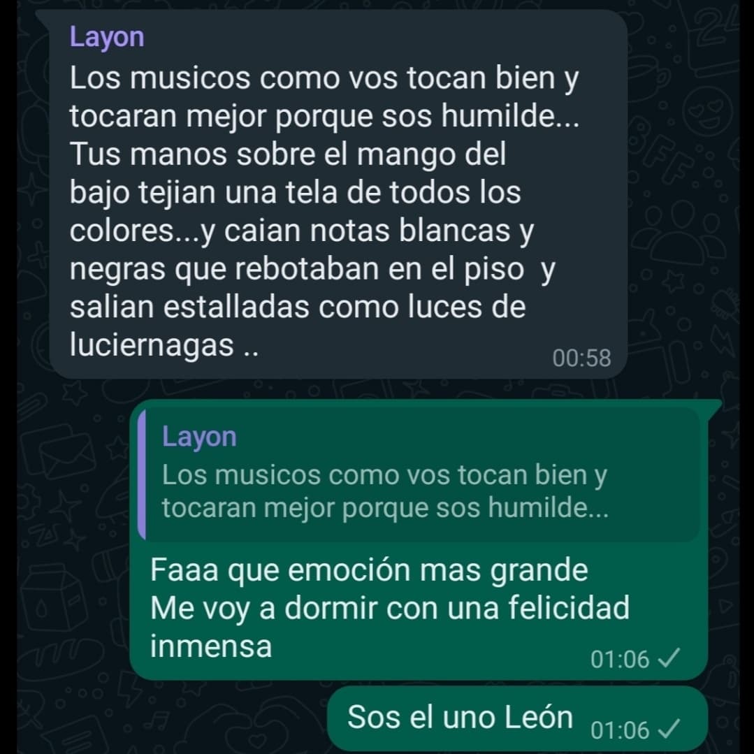 javiermalosetti's tweet photo. Si, ya se que las conversaciones privadas son sagradas, pero esta la voy a subir aquí porque me da una mezcla de orgullo y alegría inmensa. Te quiero y admiro mucho León héroe. Gracias por siempre @GiecoLeon https://t.co/3gRzXp3hy9