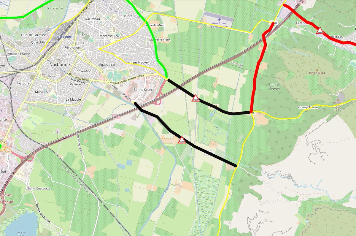 [ROUTES COUPEES]
En raison des fortes précipitations et des routes submergées, plusieurs axes sont actuellement fermés à la circulation sur le territoire de #narbonne: