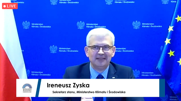 MKiS_GOV_PL's tweet photo. .@Ireneusz_Zyska, wiceminister klimatu i środowiska, na @KongresKolejowy: 14 października br. doszło do podpisania Porozumienia sektorowego na rzecz rozwoju gospodarki wodorowej. To pierwszy #SectorDeal #wodór na świecie. https://t.co/qHVVJV5pmT