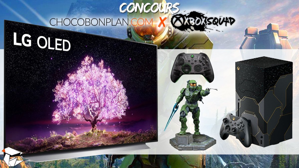 ChocoBonPlan (@chocobonplan) on Twitter photo 🎁CONCOURS
1 MEGAPACK TV LG OLED / XBOX SERIES X HALO à gagner !
Pour participer :
- Suivre <a href="/ChocoBonPlan/">ChocoBonPlan</a> et <a href="/XboxSquadFr/">⭐ XboxSquad</a>
- RT ce tweet
Contenu du pack :
- TV LG OLED 48 C1
- Xbox Series X Edition Halo
- Figurine Master Chief
- Manette Xbox 20 ans
Tirage le 19/12/21 🎁CONCOURS
1 MEGAPACK TV LG OLED / XBOX SERIES X HALO à gagner !
Pour participer :
- Suivre <a href="/ChocoBonPlan/">ChocoBonPlan</a> et <a href="/XboxSquadFr/">⭐ XboxSquad</a>
- RT ce tweet
Contenu du pack :
- TV LG OLED 48 C1
- Xbox Series X Edition Halo
- Figurine Master Chief
- Manette Xbox 20 ans
Tirage le 19/12/21