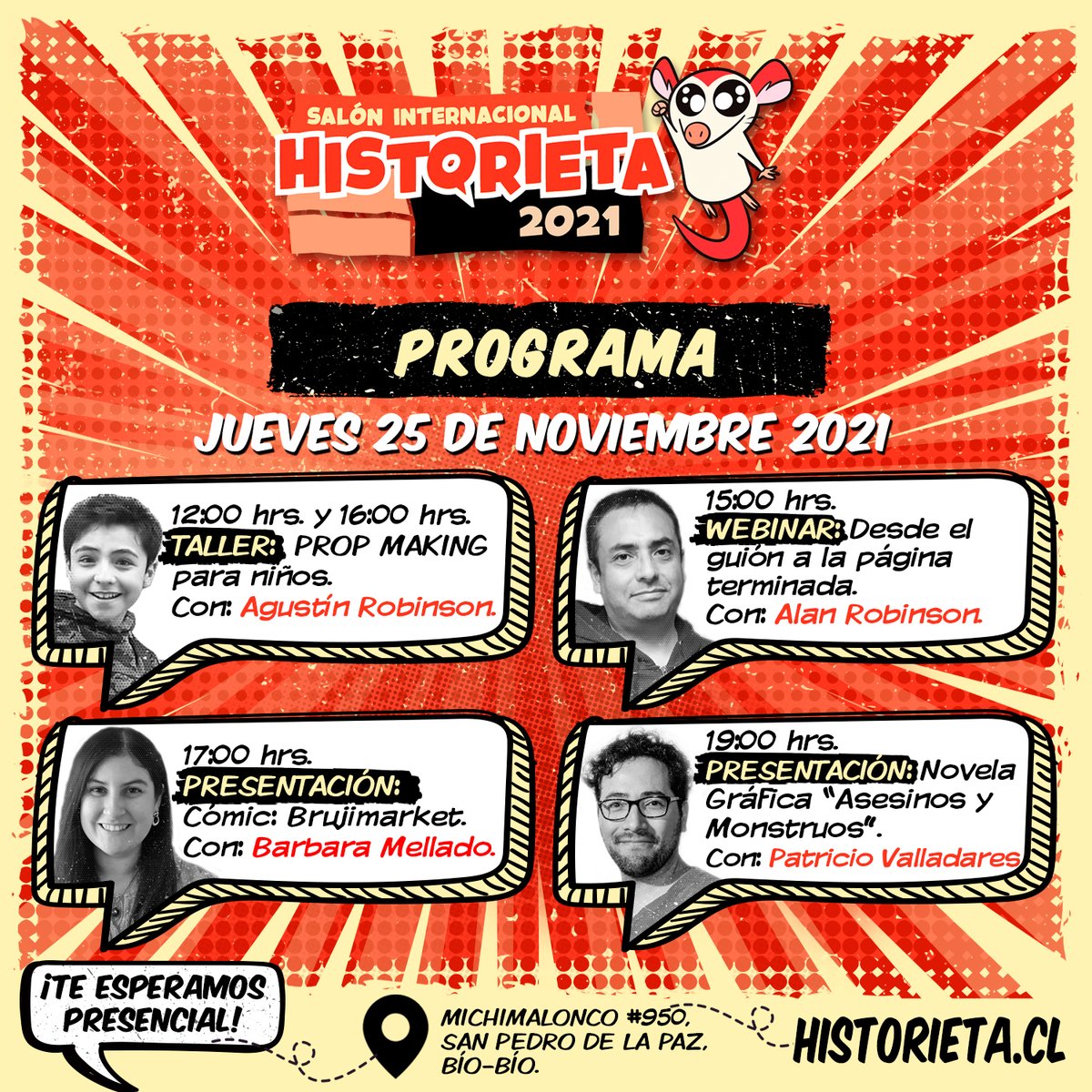 historieta_cl's tweet photo. Presentamos el programa del Salón Internacional de la Historieta para los días 25,26 y 27 de noviembre PRESENCIAL😍
Te esperamos gratis en la Biblioteca Pública ubicada en Michimalonco #950 (Región del Bio-Bío)

Conoce más del programa en https://t.co/hsMO3kls4Q 😍
#historietacl https://t.co/QltCUMEMAk