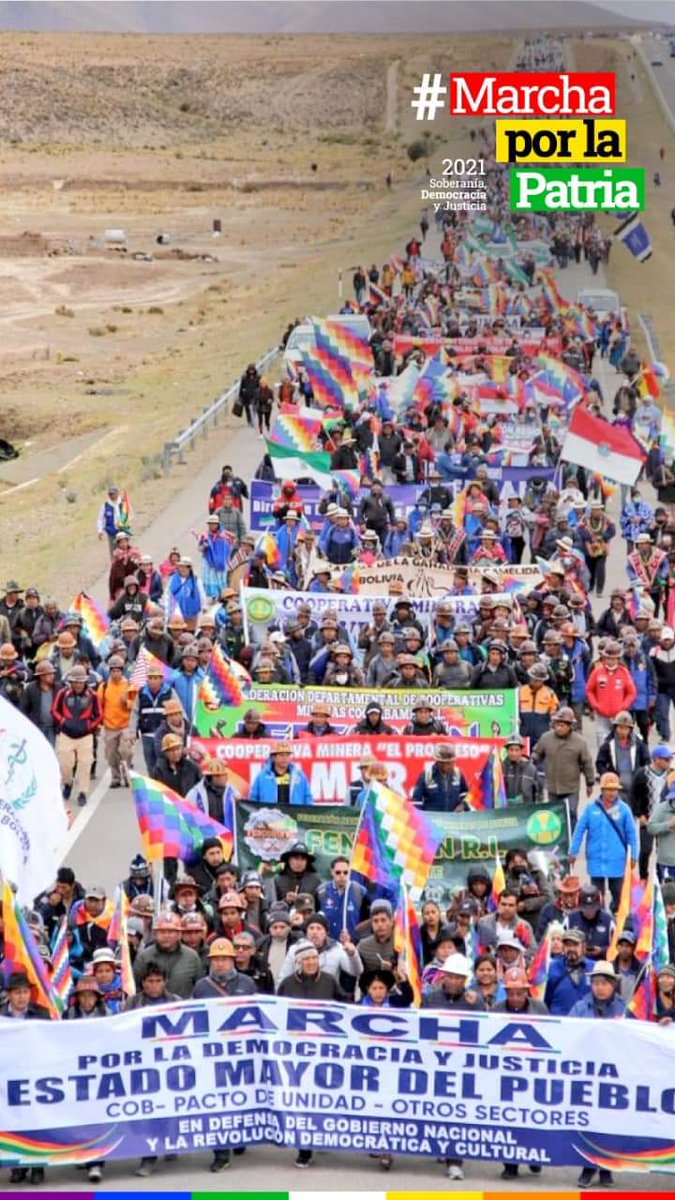 Evo Morales Ayma, avanza la #MarchaPorLaPatria en su segunda jornada de caminata que tiene el objetivo de recorrer, hoy, más de 30 kilómetros, del total de 180 que se pretende cubrir en los seis días de movilización hasta llegar a La Paz. #RedFSLN #BoliviaUnida
