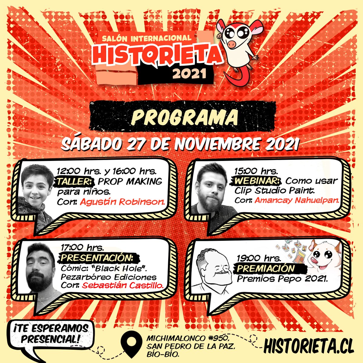 historieta_cl's tweet photo. Presentamos el programa del Salón Internacional de la Historieta para los días 25,26 y 27 de noviembre PRESENCIAL😍
Te esperamos gratis en la Biblioteca Pública ubicada en Michimalonco #950 (Región del Bio-Bío)

Conoce más del programa en https://t.co/hsMO3kls4Q 😍
#historietacl https://t.co/QltCUMEMAk