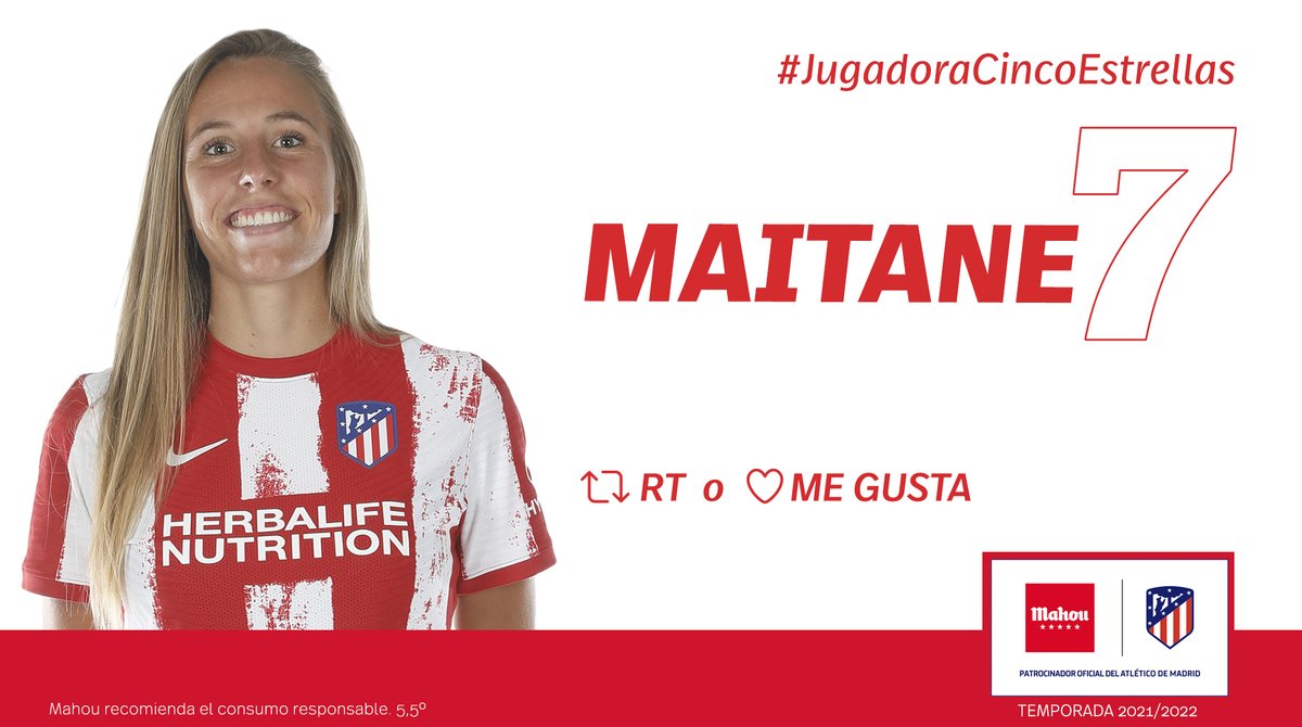 futbolmahou's tweet photo. RT o Me Gusta si crees que @maiitane9 ha sido la #JugadoraCincoEstrellas del mes de noviembre del @AtletiFemenino (5/6) https://t.co/9uF7zAnCRz