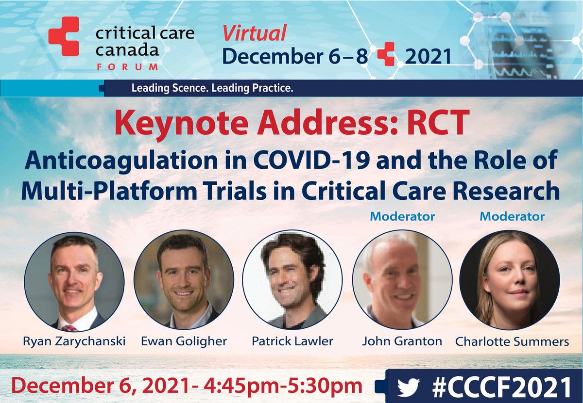 CCCF (@cccforum) on Twitter photo #CCCF2021
Keynote address
Monday December 6, 4:45pm
Anticoagulation in COVID-19
by <a href="/RZarychanski/">Ryan Zarychanski</a> <a href="/ecgoligher/">Ewan Goligher</a> @PatrickLawlerMD
criticalcarecanada.com #CCCF2021
Keynote address
Monday December 6, 4:45pm
Anticoagulation in COVID-19
by <a href="/RZarychanski/">Ryan Zarychanski</a> <a href="/ecgoligher/">Ewan Goligher</a> @PatrickLawlerMD
criticalcarecanada.com