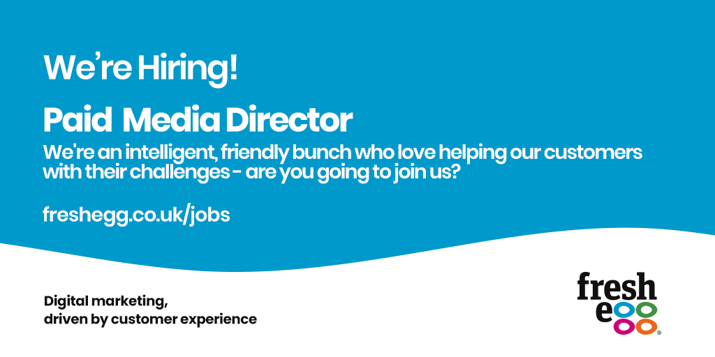 We're hiring! Are you our new Paid Media Director? If you have a passion for paid search and seek a new challenge, then speak to us. We're looking for you to join our growing team - fre.gg/3oN1QFO #paidsearch #ppc