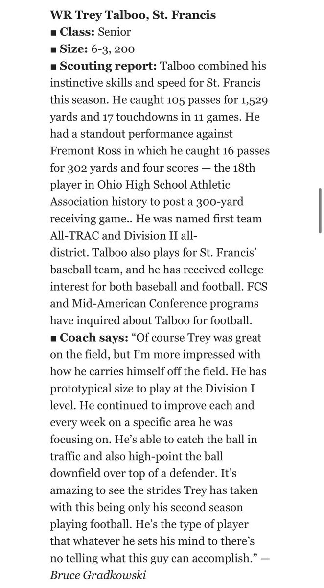 What an honor to be named first team all Toledo Blade! <a href="/bgradkowski5/">Bruce Gradkowski</a>
