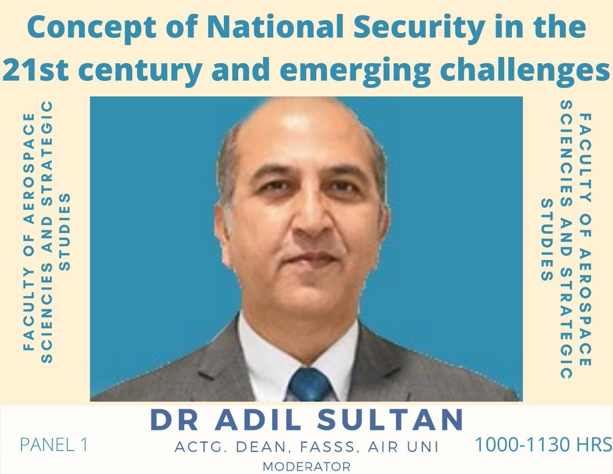 MairaPervaiz1's tweet image. Join us for our International Conference on "The Concept of National Security in the 21st Century and the Emerging Challenges at Dept of Aerospace Sciences and Strategic Studies Air University.

🗓️30th Nov 2021
(by invite only)