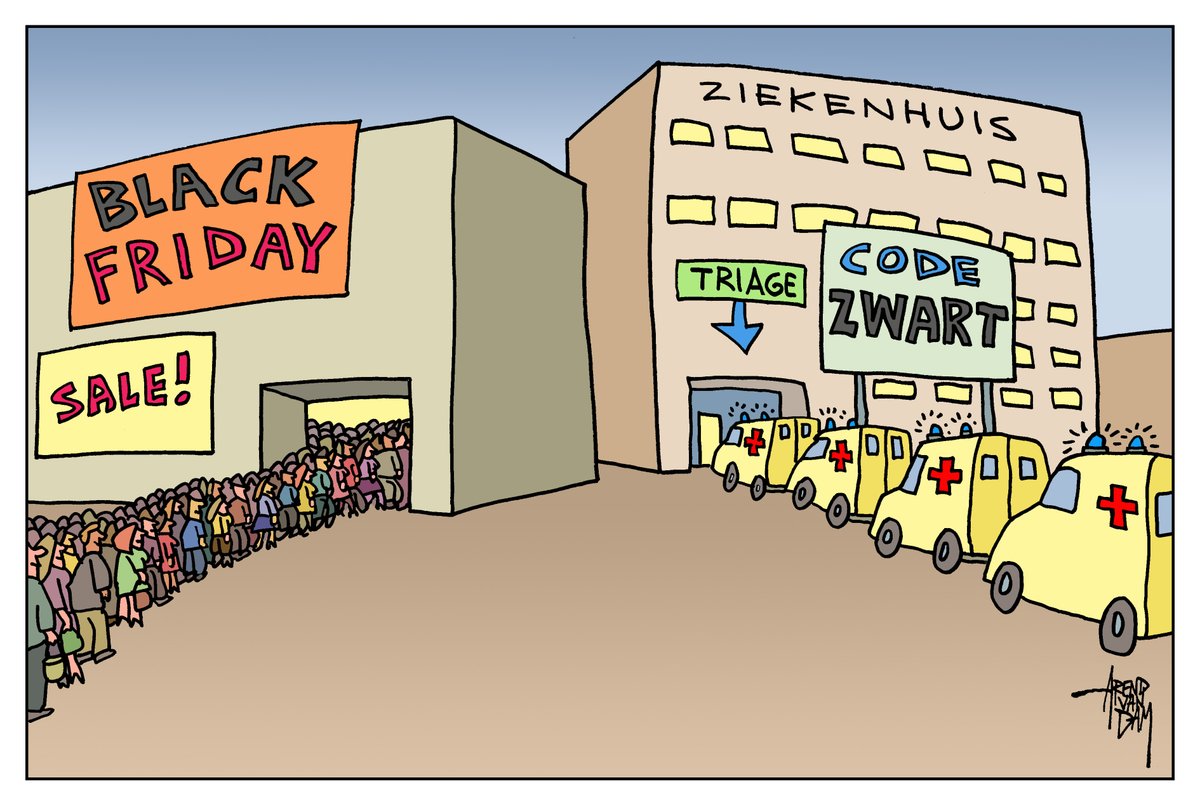 Joop_nl's tweet image. Cartoon Arend van Dam: Code zwarte vrijdag bit.ly/30WQvLy