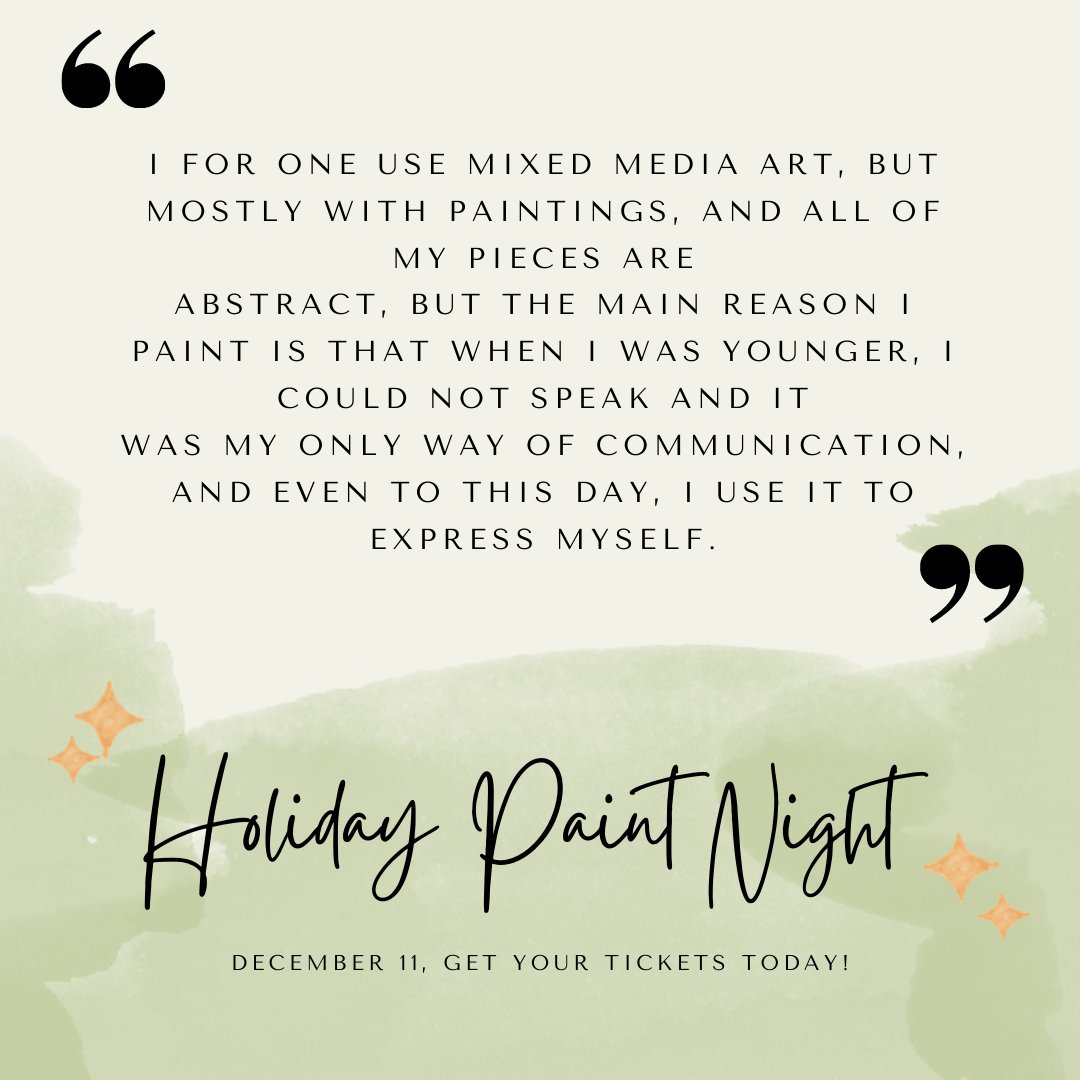 This is what art has been able to do for our client. 

Gift yourself a virtual Holiday Paint Night, plus....

It’s a gift that will keep on giving as all funds raised will be put toward teaching people with disabilities new skills!

Get your tickets here:ow.ly/Yex550GV5bh