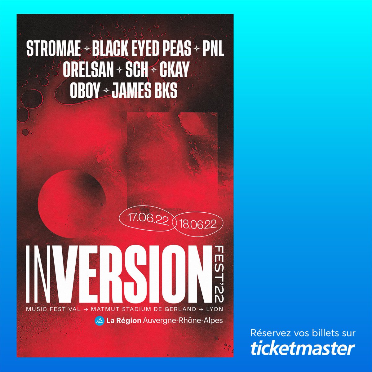 #FESTIVAL
Un gros line-up pour cette première édition d’<a href="/Inversionfest/">InVersion festival</a> 🔥 <a href="/Stromae/">Stromae</a>, <a href="/Orel_san/">OrelSan</a>, <a href="/Sch_Mathafack/">#19</a>, Black Eyed Peas se succèderont sur la scène du Matmut Stadium, on a hâte 😍 

🎟 bit.ly/3nO7YON
