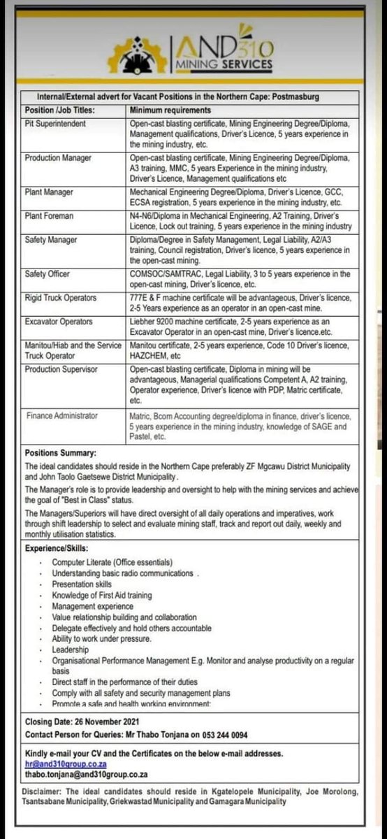 MetjahTebogo's tweet photo. Job vacancies ‼️‼️
Please retweet ❤ 🙏🏾 https://t.co/ymIyhwzkEv