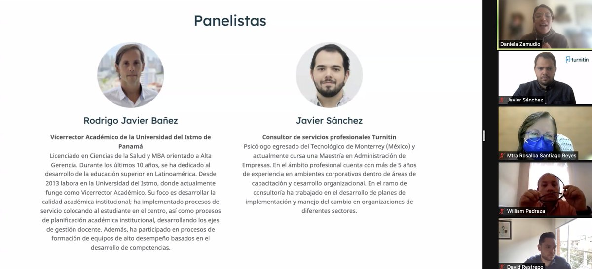 udelistmo's tweet photo. Hoy, nos encontramos con @banezrodrigo como panelista en el webinar organizado por @Turnitin para toda la comunidad del Caribe y América Central, hablando sobre el "Enfoque hacia la construcción de una cultura, basada en la originalidad académica”.
#UDelIstmo #SoyUDelIstmo https://t.co/IeIFEN0z1K