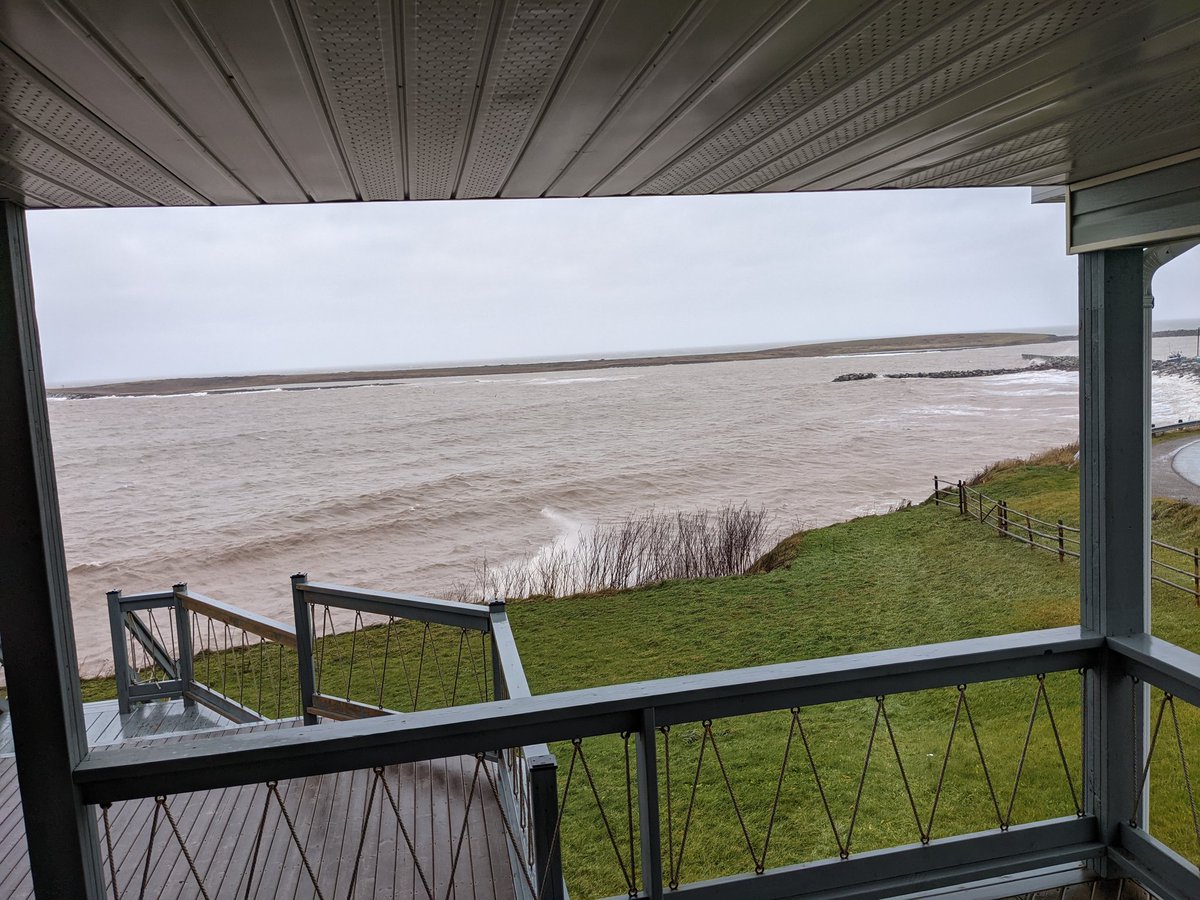Unwritten75's tweet photo. Video post issues (internet struggling). Minimal flooding in #Codroy that I can see, ocean has gotten angry again. My bank is 30' up & I can see the waves crest, spray blow & feel when they hit the break-wall.
#nlwx #nlstorm #newfoundland @CBCNL @NTVNewsNL @battisctv https://t.co/DyzX9h1XVN