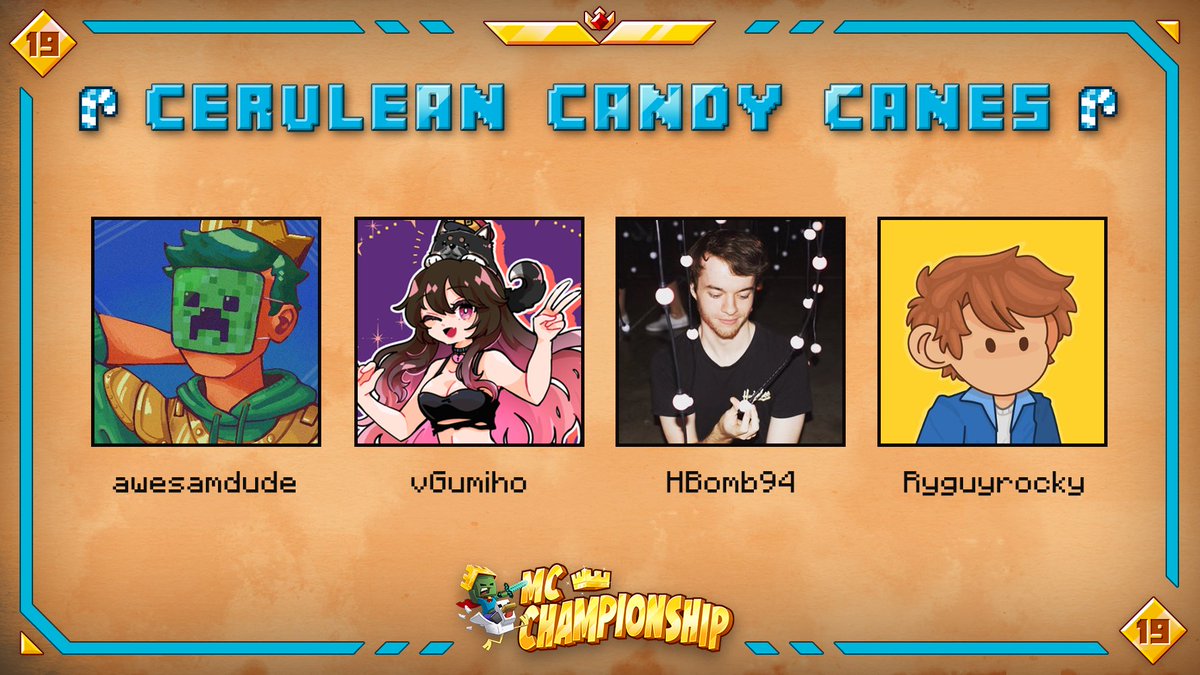 MCChampionship_'s tweet photo. 👑 Announcing team Cerulean Candy Canes 👑

@theawesamdude @vGumiho @HBomb94 @Ryguyrocky

Watch them in MCC on Saturday December 11th at 8pm GMT! https://t.co/ediuYbNLtt