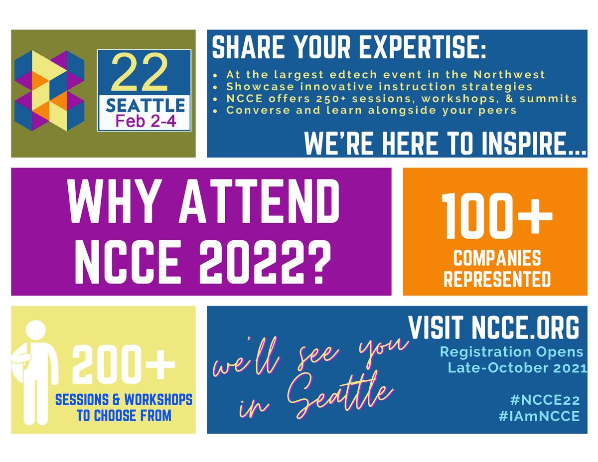 The #NCCE22 conference is back in February and promises to be an event to remember!  Join colleagues and experts from around the United States to reflect, connect, and grow!

buff.ly/3q3Y1hJ

#IamNCCE #edtech #seattle
