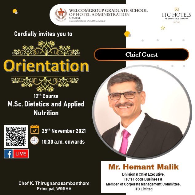 WManipal's tweet photo. #VirtualOrientation Msc in Dietetics &Applied Nutrition. We are honored to have the presence of Mr. Hemant Malik, Divisional Chief Executive Foods, @ITCCorpCom as Chief Guest & Mr.Ravichandran R, VicePresident, #InternationalBusiness, Indian Immunological Ltd, as #GuestofHonors https://t.co/lGZ4MbNnEY
